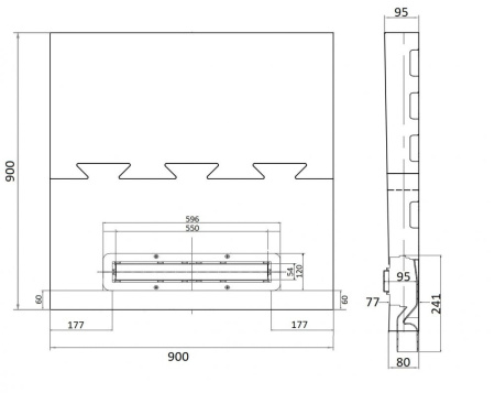 Душевой поддон под плитку Confluo Board UNI 900 со встроенный лотком Frameless Line 550, Pestan 40007821SS