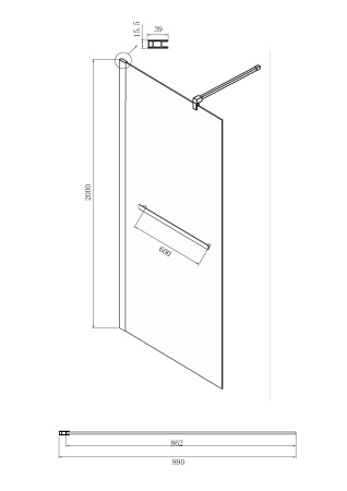 Душевая перегородка Ambassador Walk-in 15031236 900x2000