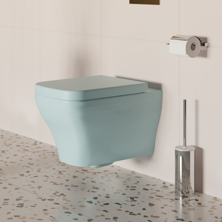 Унитаз Ambassador Benefit 203T20801R (535х340х360) голубой матовый, подвесной безободковый с толстой крышкой