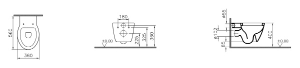 Чаша для унитаза подвесного VitrA Sunrise 5384B003-0075