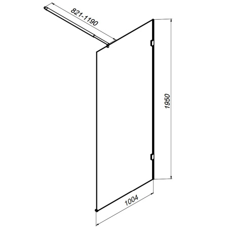 W94UWI-100-F1-BTE X-Joy Душевая перегородка AM.PM 100x195, стекло прозр. 8 мм + покрытие, фурнитура черный