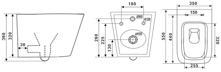 Унитаз подвесной TIMO RIMLESS SOLI ТК-303 MB