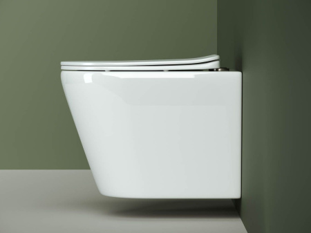 Напольный пристенный унитаз Ceramicanova Cubic Rimless, Белый, CN1803