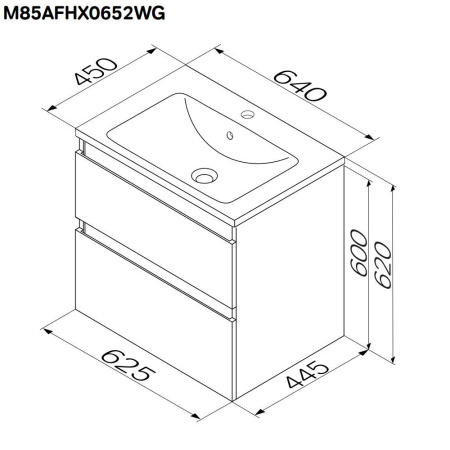 M85AFHX0652WG X-Joy База под раковину AM.PM, подвесная, 65 см, 2 ящика, белый глянец