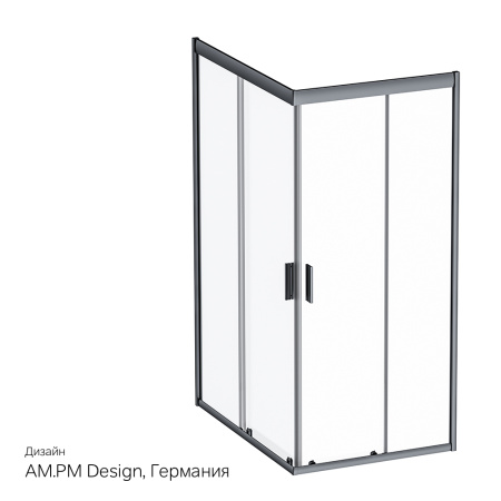 W90G-404-120290-BT Gem Twin Slide 120x90. Душевое ограждение AM.PM,120x90, профиль черный мат., стекло прозрачное