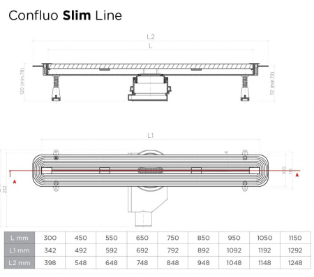 Душевой лоток Pestan Confluo Slim Line 850, 13100035
