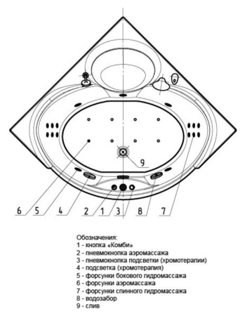 Акриловая ванна Aquatek Эпсилон 150x150 EPS150-0000066 вклеенный каркас, фронтальный экран