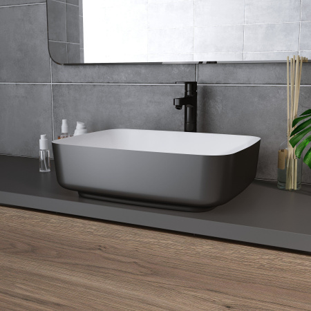 Раковина Grossman GR-4043BW 505x390x140 черная белая внутри