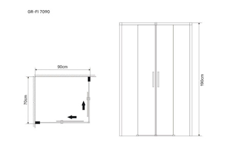 Душевое ограждение Grossman GR-7090 Fly (70*90*190) прямоугольник, двери раздвижные