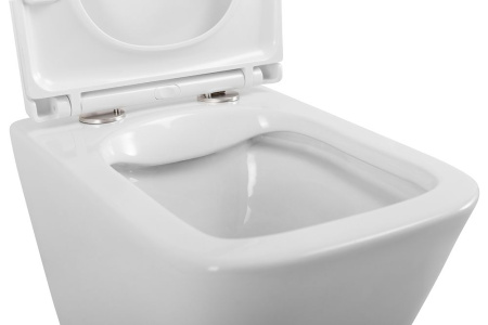 DUE Чаша унитаза подвесного c креплением и сиденьем дюропласт soft close BB3103CHR/SC