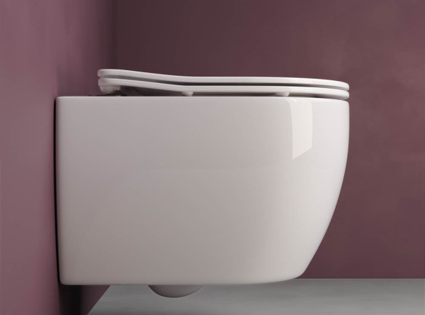 Подвесной унитаз Ceramicanova Play Rimless, глубокий смыв, с крепежом для полностью скрытого монтажа,  ультратонким сидением и крышкой с функцией плавного закрытия, дюропласт CN3001