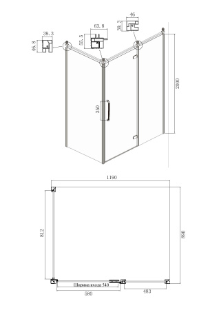 Душевое ограждение Ambassador Royal 18015311-L 1200x900x2000