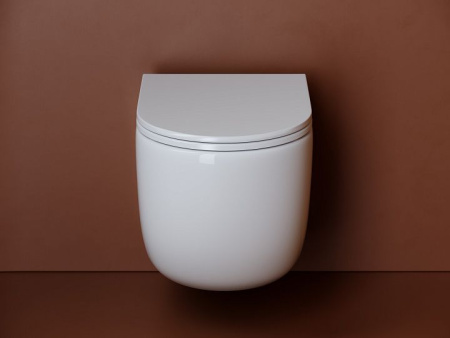 Подвесной унитаз Ceramicanova UP безободковый, смыв Торнадо, с крепежом для полностью скрытого монтажа, ультратонким сидением с функцией быстрого снятия и крышкой с функцией плавного закрытия, цвет белый CN4007