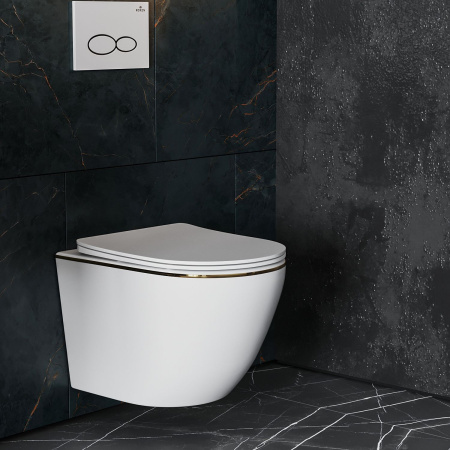 Подвесной унитаз RoxenBath Antares Gold 530110-01G Rimless Soft Close