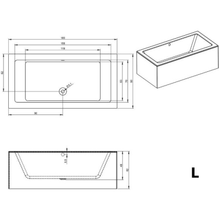 Акриловая ванна Riho Lugo 180x90 L Plug&Play BD6600500000000