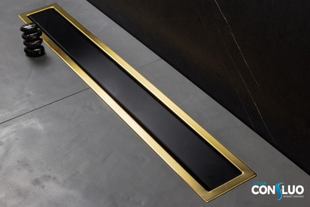 Душевой лоток Pestan Confluo Premium Line 950 Black Glass Gold, 13100125