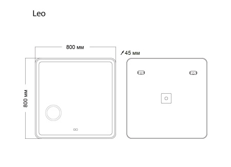 Зеркало Grossman LEO 168080 (800x800x45) LED с сенсорным выключателем, гравировкой, подогревом и увеличительным стеклом