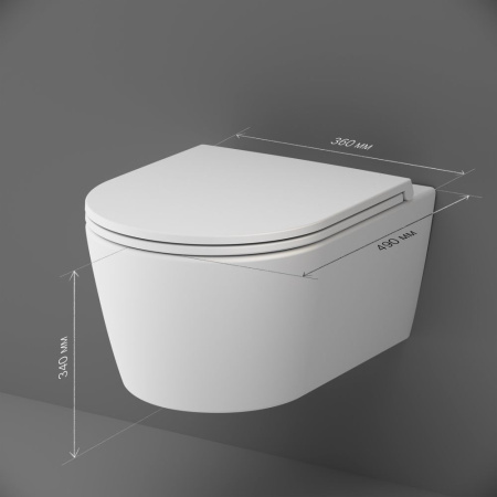 C8F1700MWSC Func Подвесной унитаз AM.PM 49 см FlashClean с сиденьем микролифт, бел мат