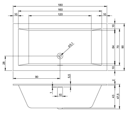 Акриловая ванна Riho Rething Cubic 180x90 R Plug & Play BD9300500000000