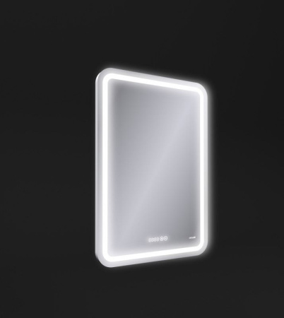 Зеркало Cersanit LED 050 design pro 55x80 с подсветкой хол. тепл. cвет часы с антизапотеванием прямоугольное, KN-LU-LED050*55-p-Os