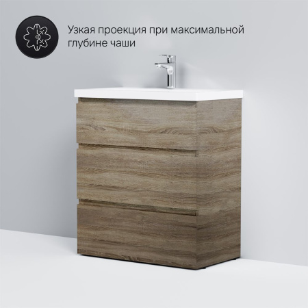 M91FSX0752OF GEM S База под раковину AM.PM, напольная, 75 см, 3 ящика, светлый дуб