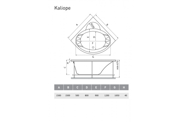 Ванна акриловая Vayer Kaliope Гл000006523, 150x150