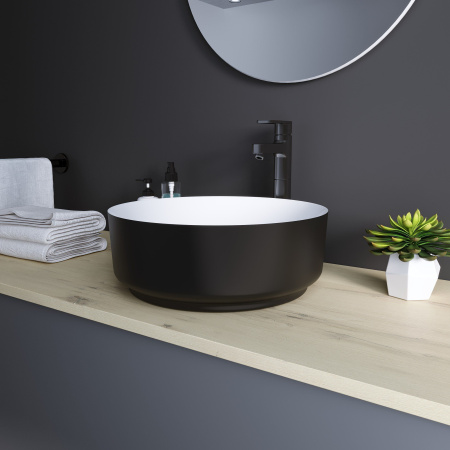 Раковина Grossman GR-4040BW 360x360x115 черная белая внутри
