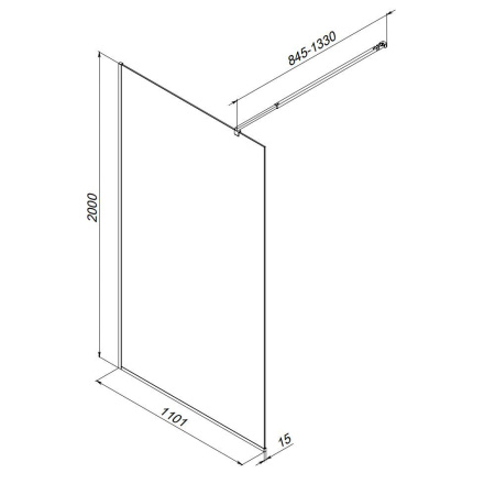 W84WI-110-F1-MTE Душевая перегородка AM.PM Func 110x200, стекло прозр. 8 мм + покрытие, профиль мат хром