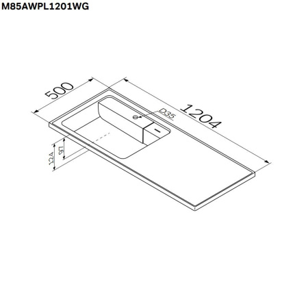 M85AWPL1201WG X-Joy, Раковина над стиральной машиной AM.PM, литьевой мрамор, левая, 120 см, белый глянец