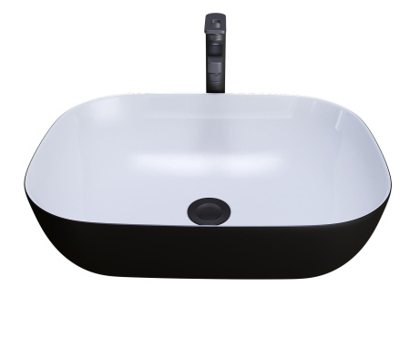Раковина Grossman GR-4041BW 460x320x140 черная белая внутри