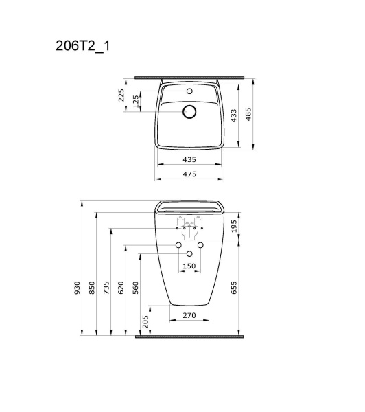 Раковина Ambassador Benefit 206T20001 (475x485x725) белая