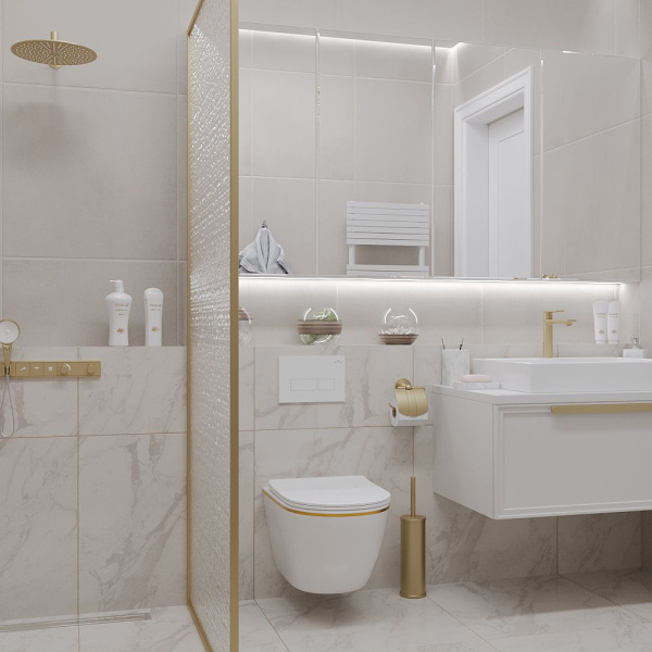Подвесной унитаз RoxenBath Antares Gold 530110-01G Rimless Soft Close