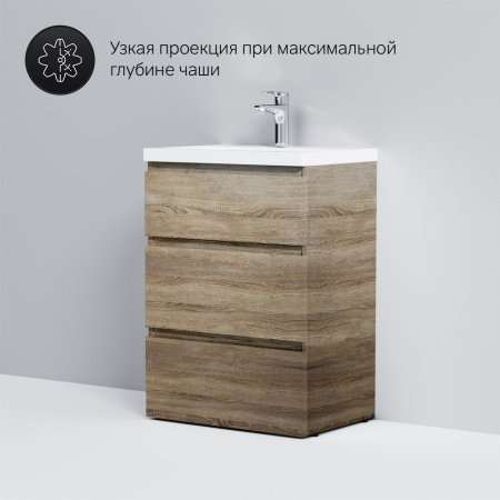 M91FSX0602OF GEM S База под раковину AM.PM, напольная, 60 см, 3 ящика, светлый дуб