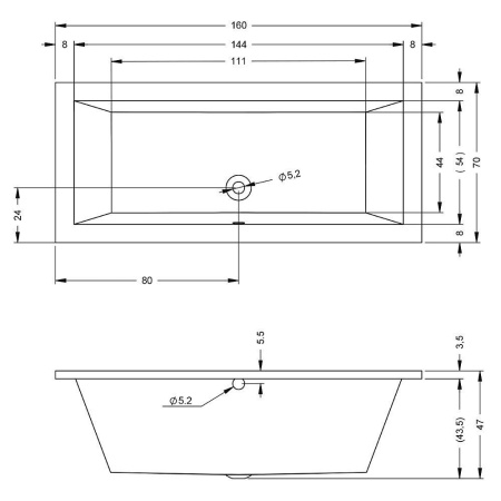 Акриловая ванна с ножками Riho Lusso 160x70 BA5700500000000