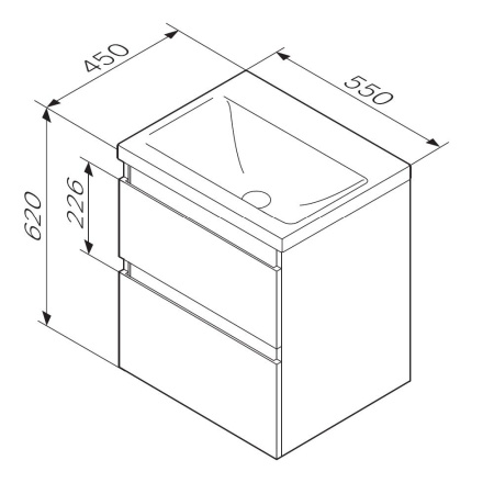 M85AFHX0552BM X-Joy База под раковину AM.PM, подвесная, 55 см, 2 ящика, черный матовый