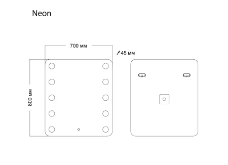 Зеркало Grossman NEON 147080 (700x800x45) LED с сенсорным выключателем и гравировкой