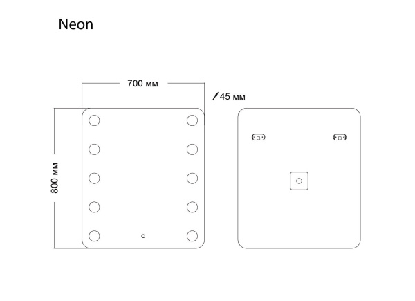 Зеркало Grossman NEON 147080 (700x800x45) LED с сенсорным выключателем и гравировкой