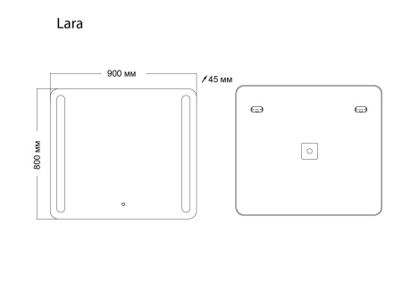 Зеркало Grossman LARA 139080 (900x800x45) LED с сенсорным выключателем и гравировкой