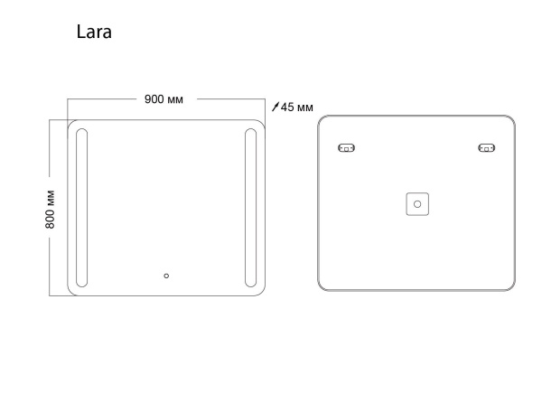 Зеркало Grossman LARA 139080 (900x800x45) LED с сенсорным выключателем и гравировкой