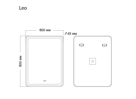 Зеркало Grossman LEO 166080 (600x800x45) LED с сенсорным выключателем, гравировкой и подогревом