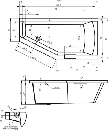 Акриловая ванна Riho Geta 170x90 L BA8900500000000
