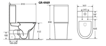 Унитаз Grossman Galaxy GR-4469S (610х365х830) напольный безободковый с тонкой крышкой