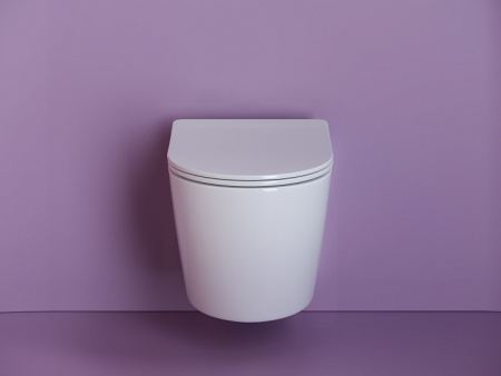 Подвесной унитаз Ceramicanova Uno Rimless, глубокий смыв, с крепежом для полностью скрытого монтажа,  ультратонким сидением из дюропласта и крышкой с функцией плавного закрытия, цвет белый CN11001