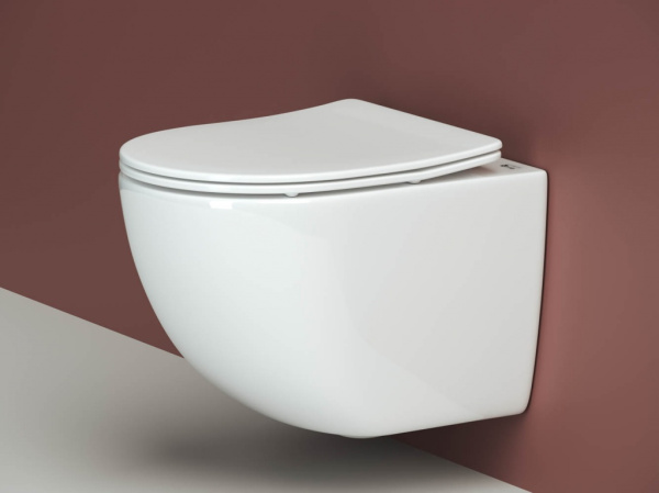Подвесной унитаз Ceramicanova Forma Rimless, глубокий смыв, с крепежом для полностью скрытого монтажа,  ультратонким сидением и крышкой с функцией плавного закрытия CN3009