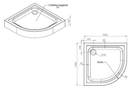 W90T-401-100W Gem Душевой поддон AM.PM 100х100 с сифоном, белый