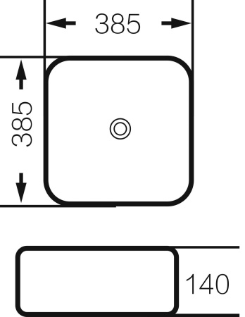 Раковина Grossman GR-4042BW 385x385x140 черная белая внутри