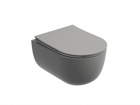 Подвесной унитаз Ceramicanova Modena  Rimless (цвет Антрацит Матовый), глубокий смыв, с крепежом для полностью скрытого монтажа,  ультратонким сидением и крышкой с функцией плавного закрытия, дюропласт CN6063MH