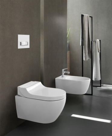 Унитаз-биде подвесной Geberit AquaClean Tuma Comfort 146.294.SI.1 безободковый панель белое стекло