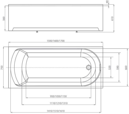 Акриловая ванна Aquatek Ника 150x75 NIK150-0000001