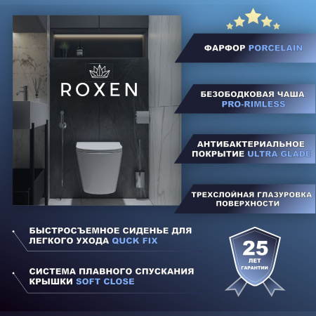 Подвесной унитаз RoxenBath Antares Bidet Tornado 530185-01XT Rimless Soft Close с функцией биде